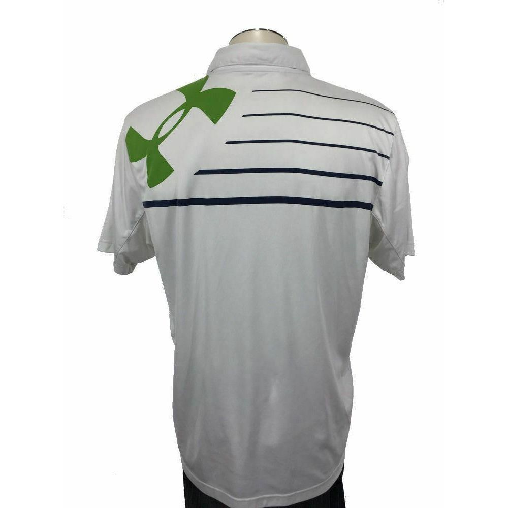 Under Armour Big Logo‎ Polo Shirt XL Regular White Blue Short Sleeve Mens